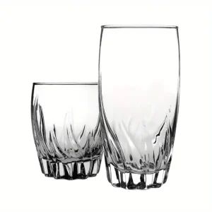 12 Piece Radiant Drinking Glasses Set, 16 oz & 12 oz Clear Glasses