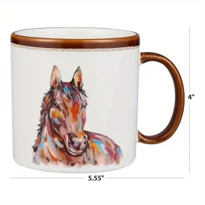 19.27-oz Sculpted Stoneware Horse Mug, White