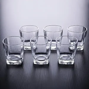 6-Piece Set of Clear Square Bottom Glass Drinking Cups (150mlu002F5.07oz) - Multipurpose Hand Wash Only Water Glasses for Cocktails, Whiskey, Beer - Reusable, Eco-Friendly Glassware for Home and Bar Use