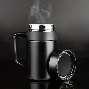 1pc 400ml, Stainless Steel Vacuum Insulated Thermal Cup with Tea Infuser and Handle - Hot and Cold Retention for Tea and Drinks